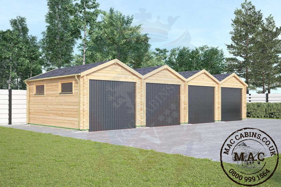 Mixtow Interlocking Garage 4 birth Complex Log Cabin size 12m x 5m
