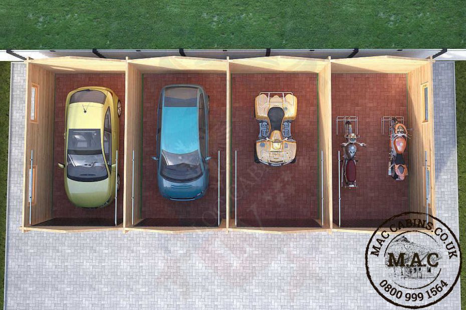 Mixtow Interlocking Garage 4 birth Complex Log Cabin size 12m x 5m