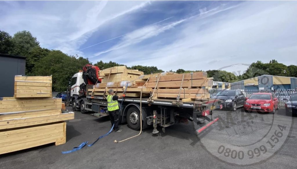 Timber Frame Home, Loaded Truck ready for delivery. 